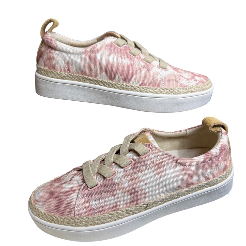 Spenco Malibu Lace‎ TD Blush Pink Tie Dye Espadrille Sneakers Womens 6.5 B New